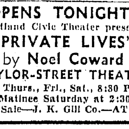 An advertisement for the "Private Lives"