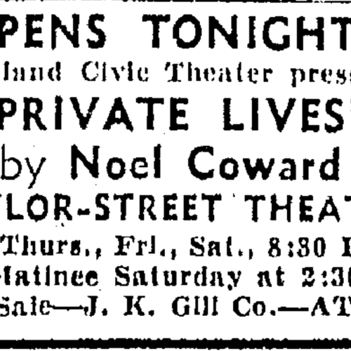 This is an advertisement for "Private Lives" showing