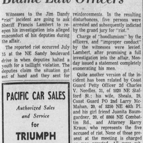 Newspaper about the riot near the drive in