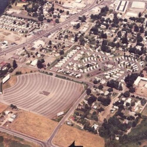 Aerial of the New Eugene Drive-In looking east towards springfield