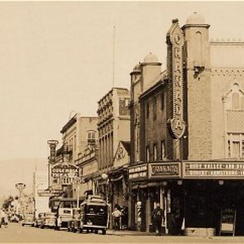 A street view of the theater in 1935