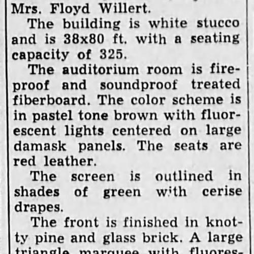 News article about the opening of the Dayton Theatre, Oct. 1948