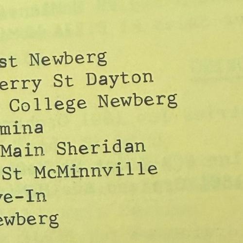 Theaters listing in the Yamhill County directory, 1967