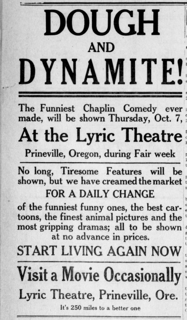Lyric Theater ad, 1915