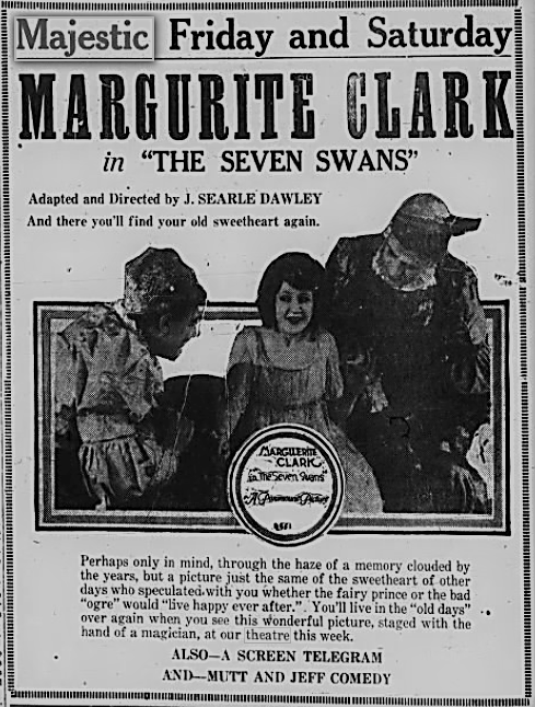 Seven Swans ad at the Majestic theater in Corvallis, 1918
