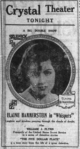 Program at the Crystal Theater, 1920