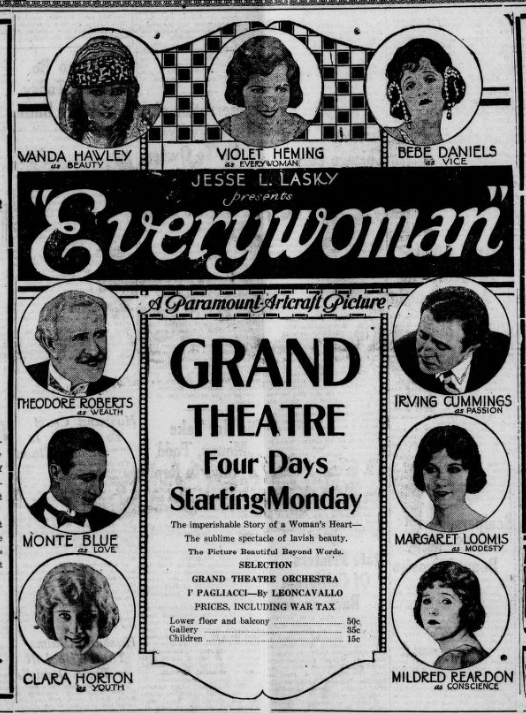 Grand Theatre ad, 1920