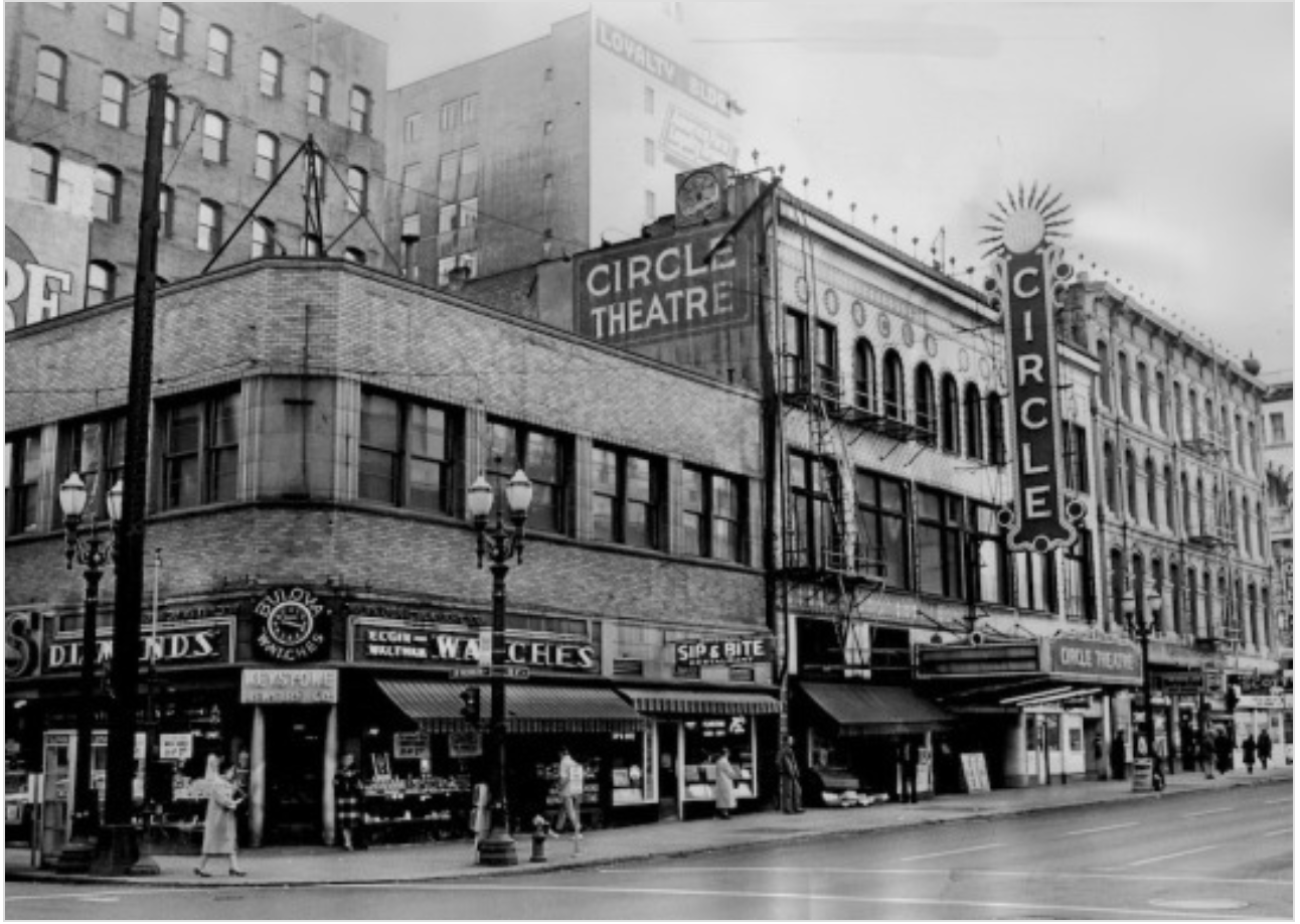 The Circle Theater, Portland Oregon, date unknown. Image courtesy of cinema treasures.