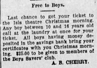 Free show for boys at the Isis theater, 1911