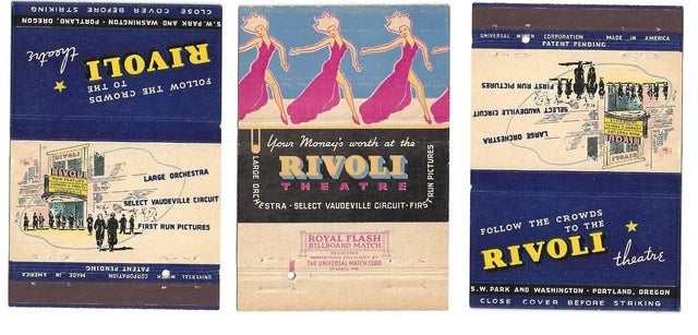 Rivoli Match Advertisements. Date Unknown. Image obtained via Cinema Treasures.
