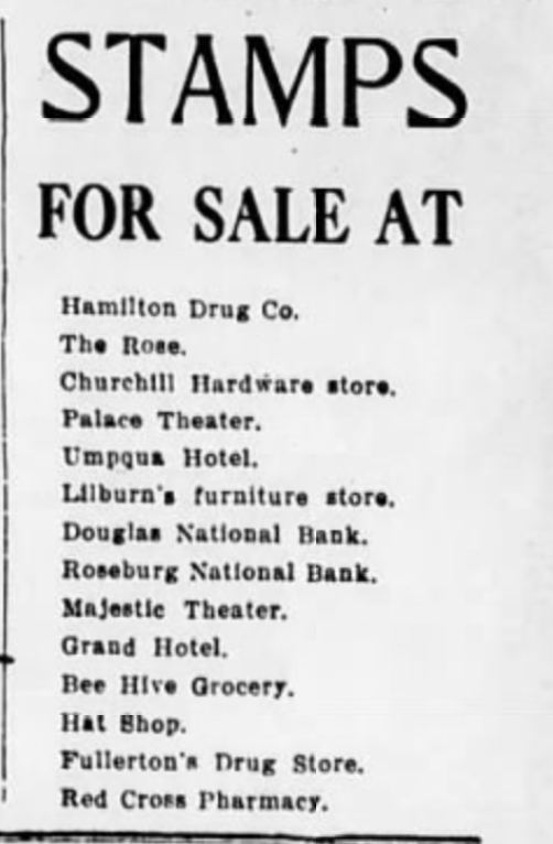 Stamps for sale at the Palace theater, 1914