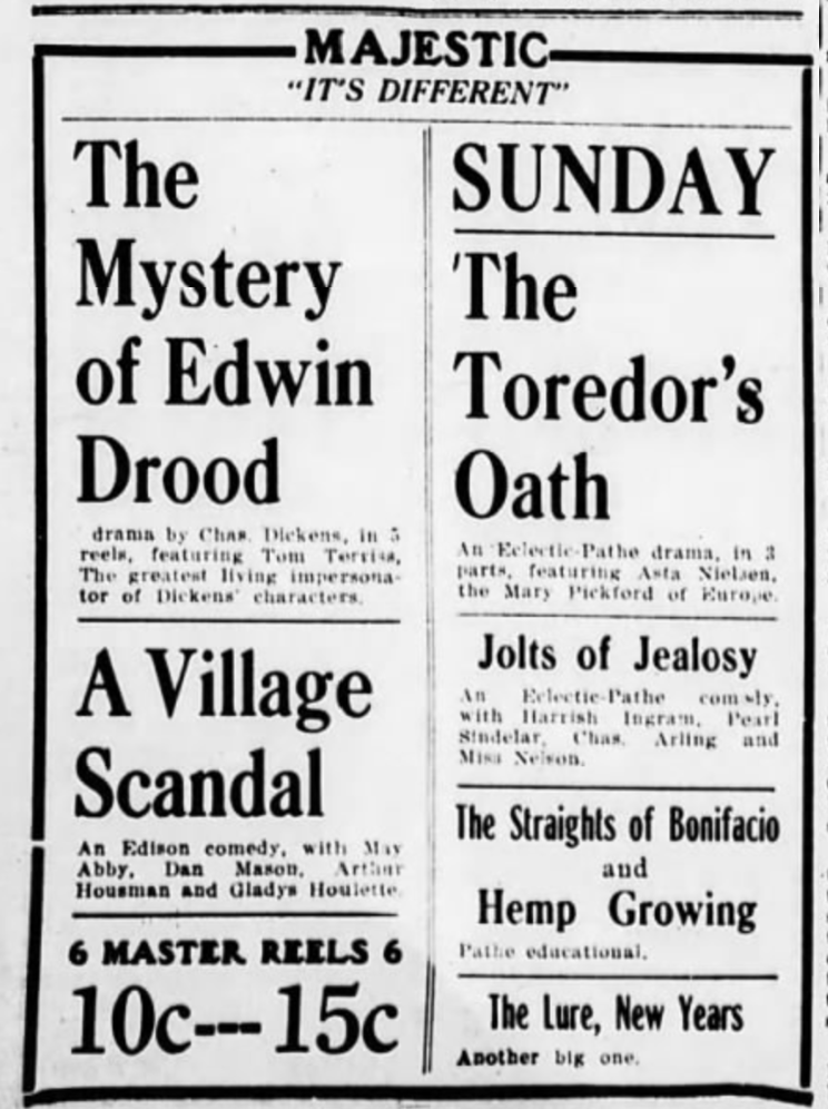 Majestic theater ad, 1914