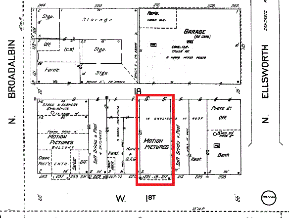 Sanborn Map of Rameseum theater location, 1925