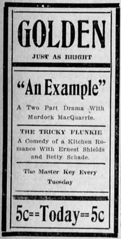 Golden theater ad, 1915