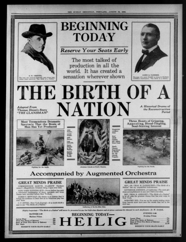 The Birth of a Nation advertisement, 1915