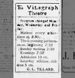 Program at the Vitagraph, 1908