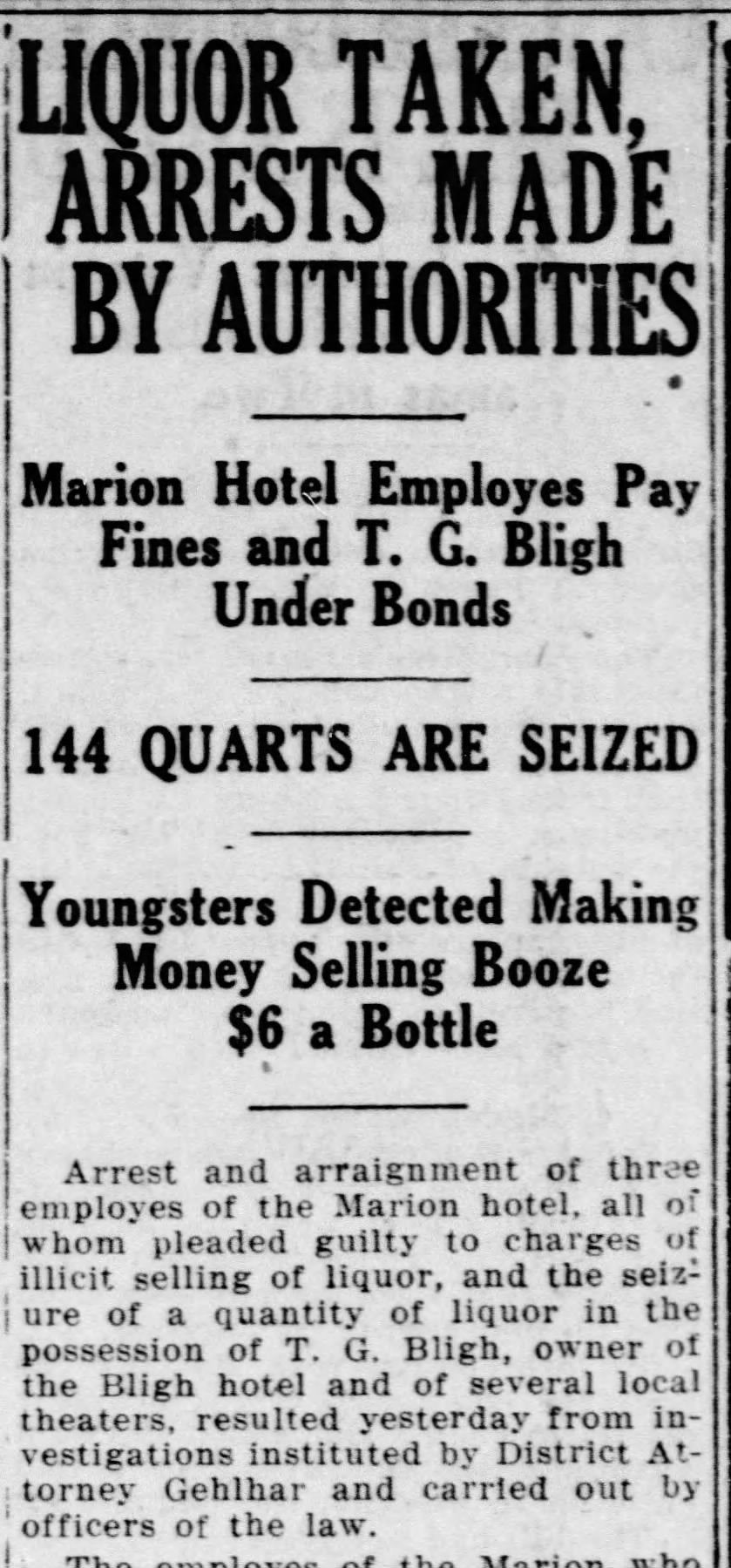 T.G. Bligh arrested, 1917