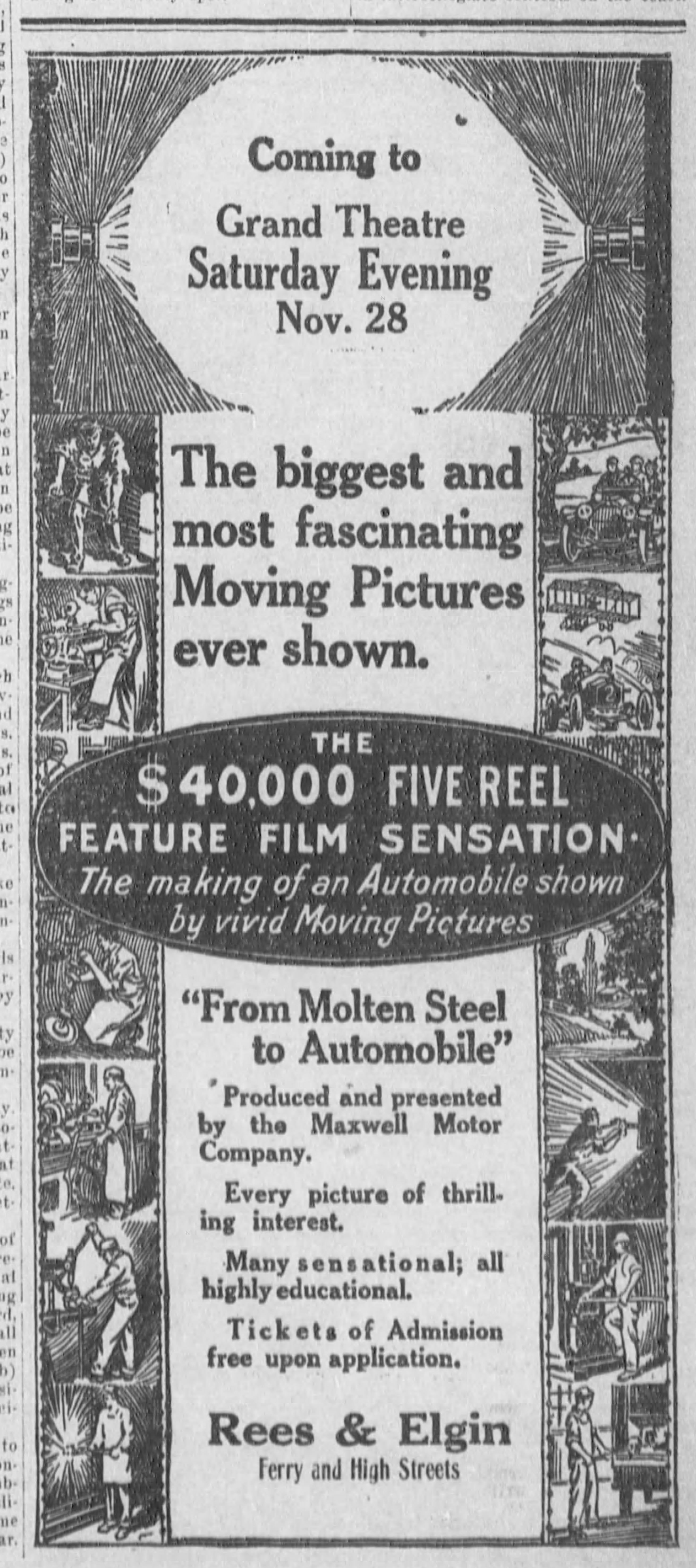 Maxwell car film promotion, 1914