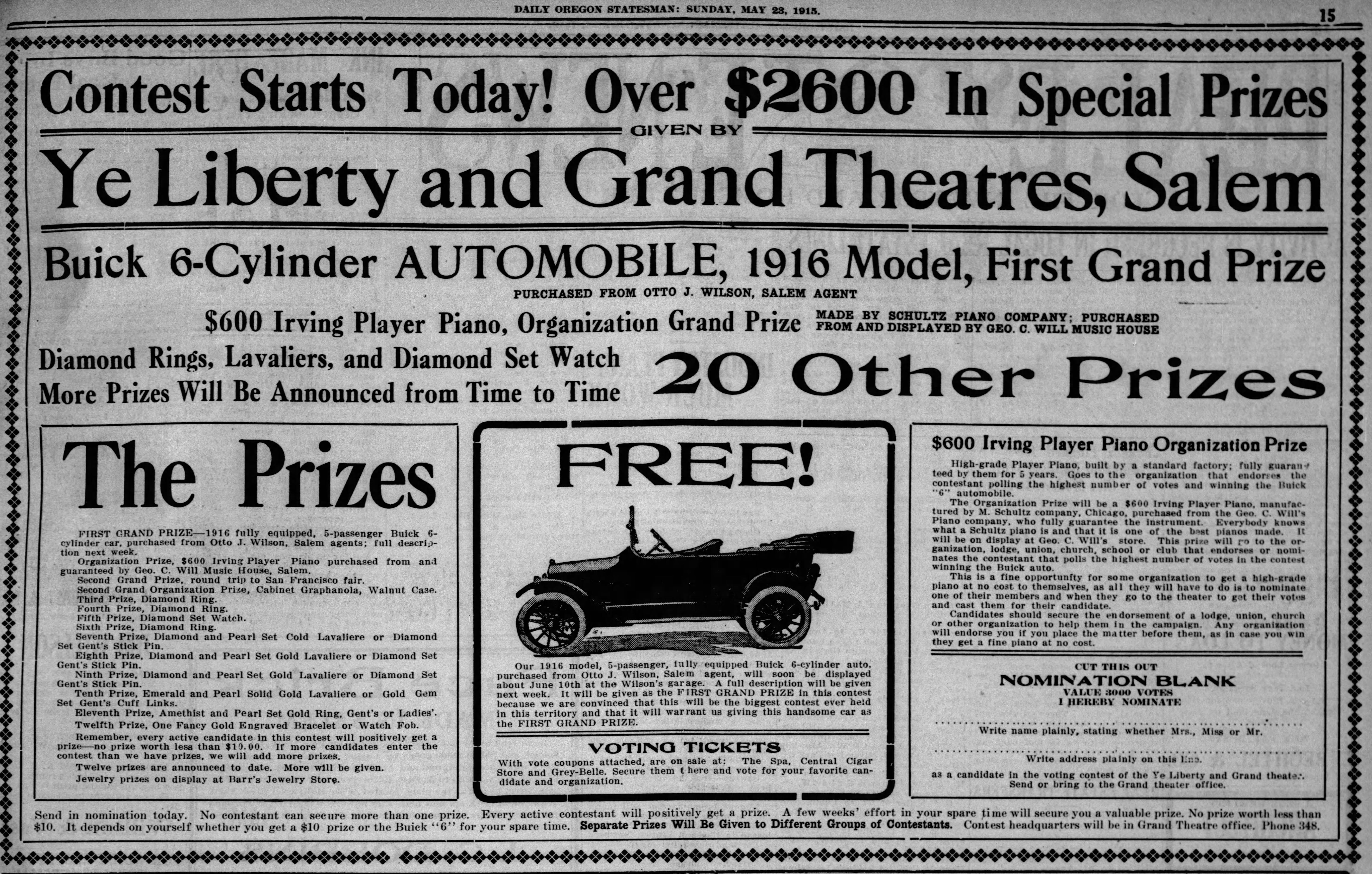 Car giveaway promotion scheme, 1915