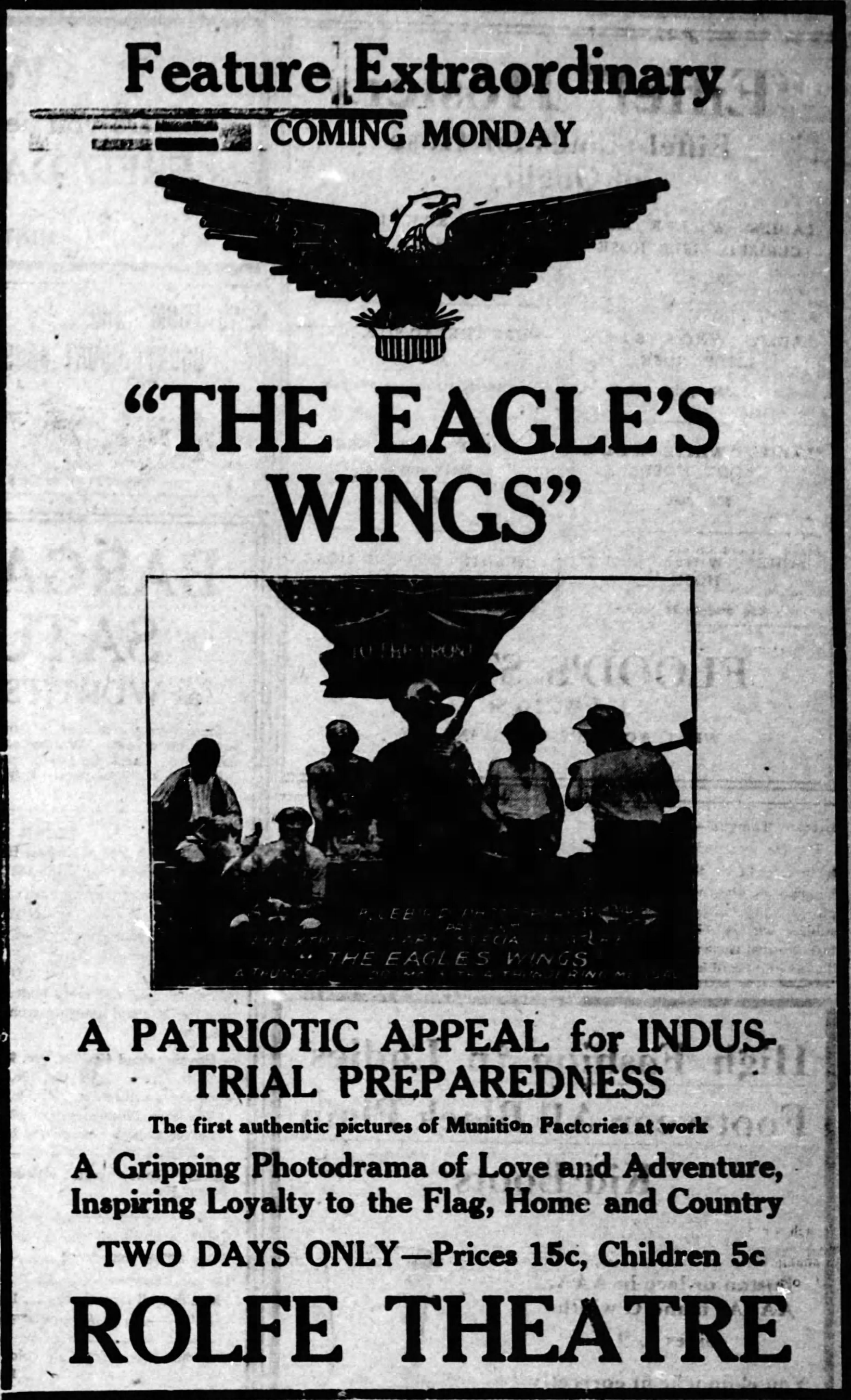 Rolfe theater advertisement, 1917