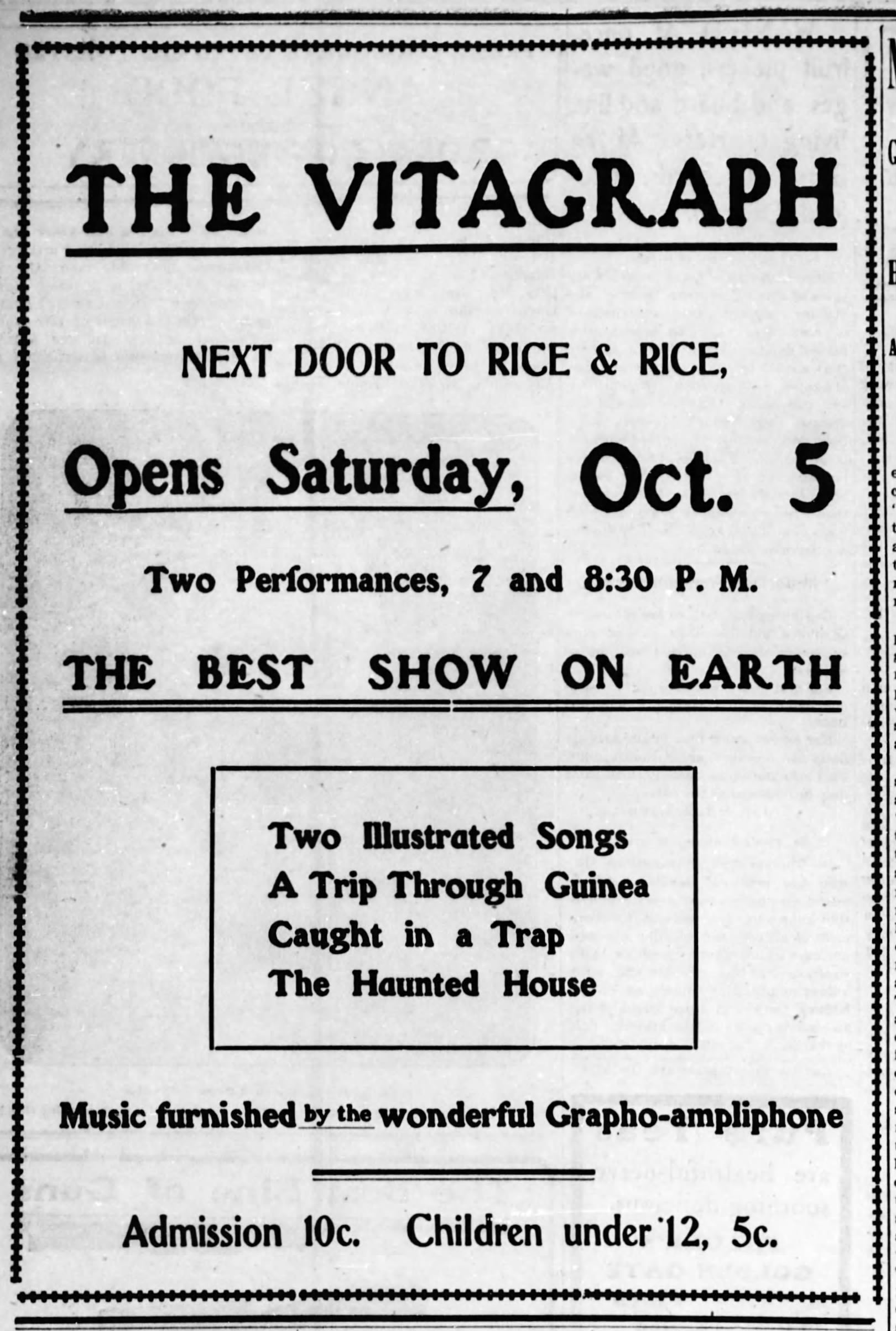 Vitagraph first ad in October 1907