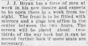 Preparations to open the Electric Theatre, 1909