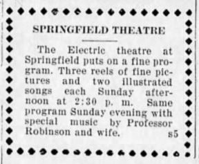 Program at the Electric Theatre, 1910
