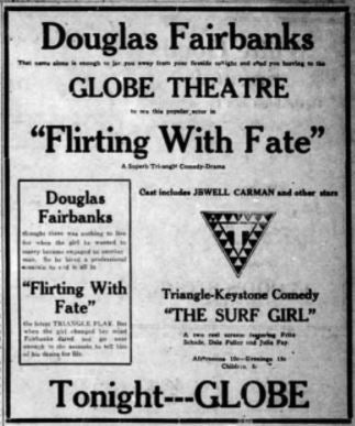Globe theater ad, 1917