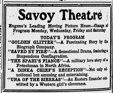 Savoy theater ad, 1912