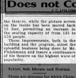 Seating capacity in the Novelty theater, 1909