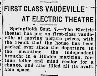 Vaudeville at the Electric Theatre, 1911