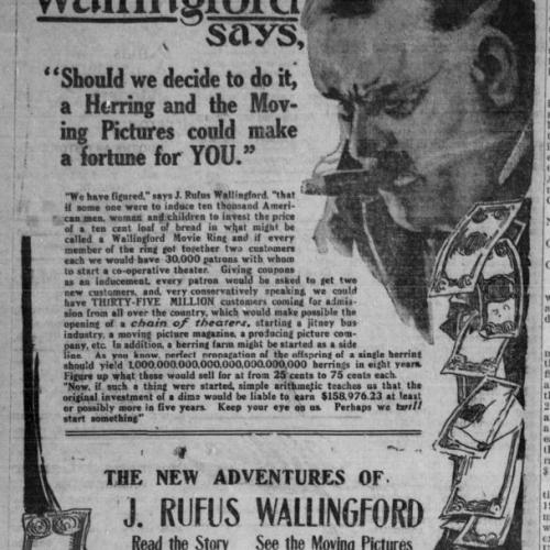 J. Rufus Wallingford serial ad, Dec. 13, 1915
