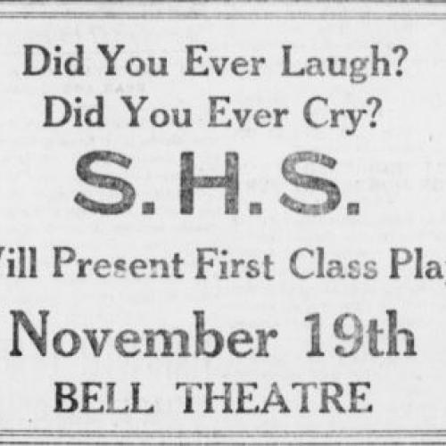 Springfield High School play at the Bell Theatre ad, Nov. 4, 1920