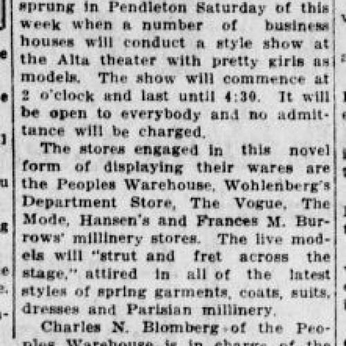 Style Show Arranged at Alta Theater Saturday