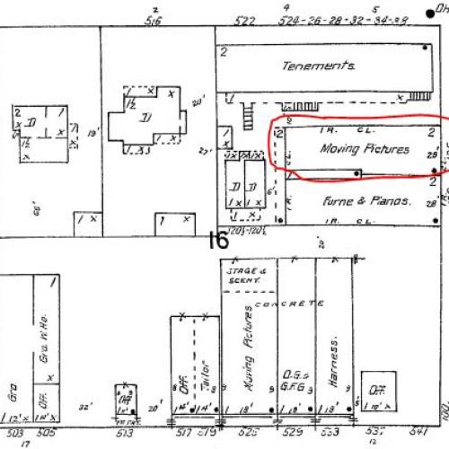 Temple Theatre, Sanborn Fire Insurance Map, 1911