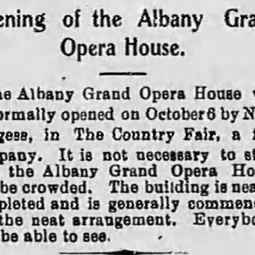 Opening of the new Albany Opera House, 1902