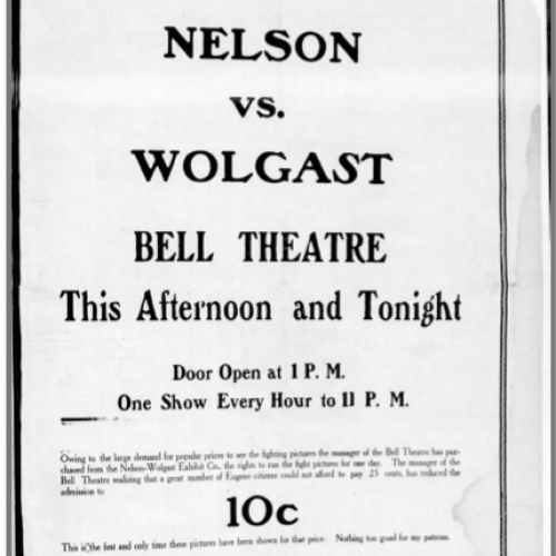 Nelson vs. Wolgast boxing film ad, 1910