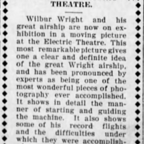 Wilbur Wright's Aeroplane at the Electric Theatre, 1909
