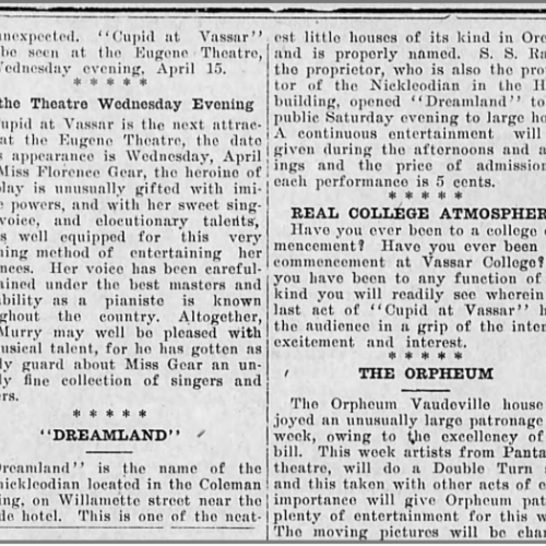 Dreamland Theatre news item, 1908