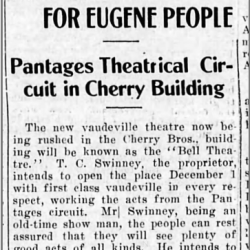 Real Vaudeville for Eugene People, 1908