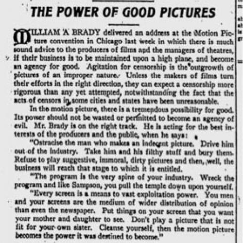 The Power of Good Pictures editorial from the Eugene Guard, July 1916