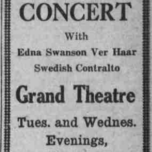 Program at the Grand theater, 1922