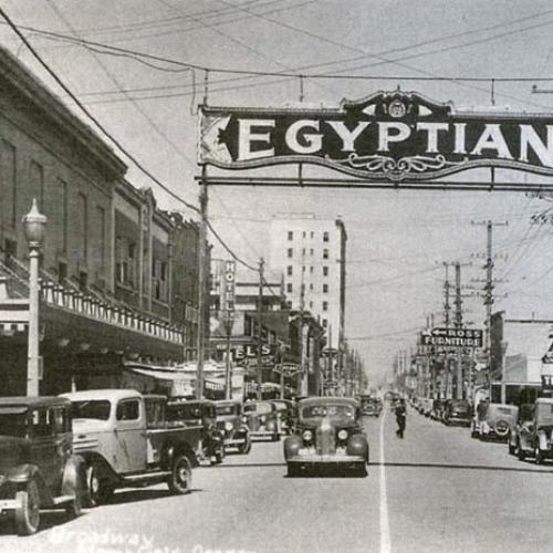image of the egyptian sign over the street