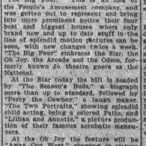 Oregon Daily Journal. Motion Picture Houses. June 5, 1910. P1.