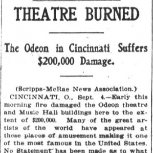 Oregon Daily Journal. Cincinnati's Odeon Theatre Burns. September 4, 1902. P1.