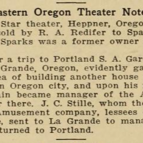 Digital Motion Picture Library, "Eastern Oregon Theatre Notes." January 16th, 1916. P1.