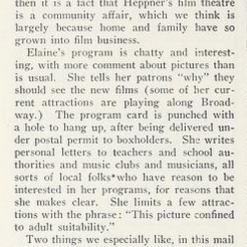 Digital Motion Picture Library. "Theater Program Has A Homespun Atmosphere." August 30th, 1947. P1. 