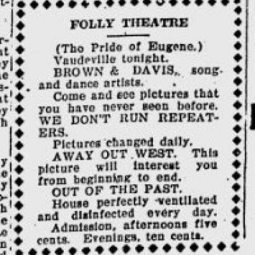 Folly theater ad, 1910