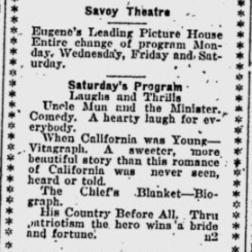 Savoy theater advertisement, 1912