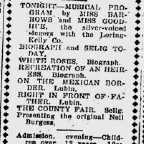 Folly theater ad, 1911